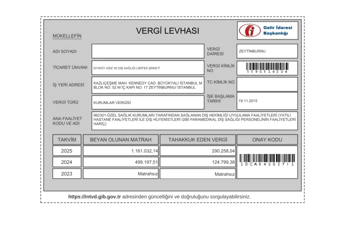 Tax Registration (Vergi Levhası)